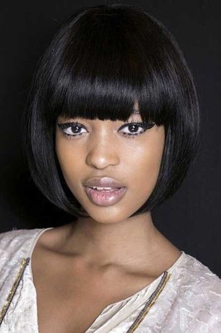 Bob Hairstyles With Bangs For Black Women | Find Your Intended For Short Black Bob Hairstyles With Bangs (View 4 of 25)