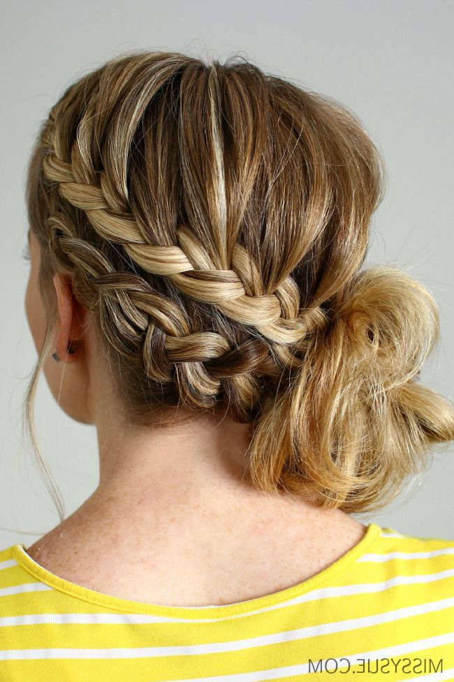 Double Braided Side Bun Pertaining To 2020 Plaited Low Bun Braid Hairstyles (Photo 12 of 25)