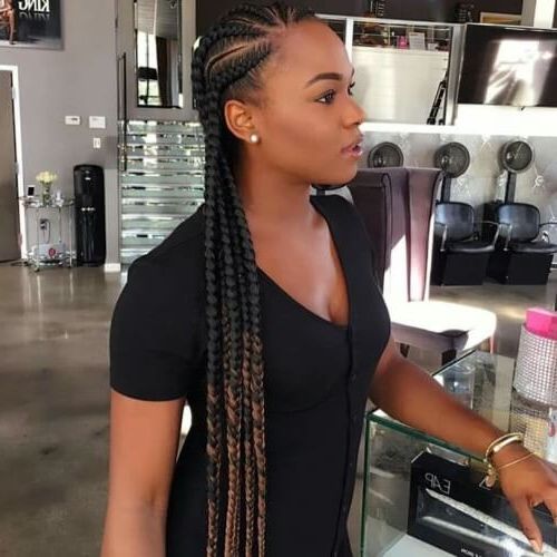 Ghana Braids: 50 Ways To Wear This Flattering Protective Throughout Most Recently Accessorized Straight Backs Braids (View 20 of 25)