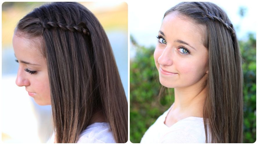 How To Create A 4 Strand Waterfall Braid | Cute Girls Hairstyles Inside Most Recent Three Strand Side Braid Hairstyles (View 16 of 25)