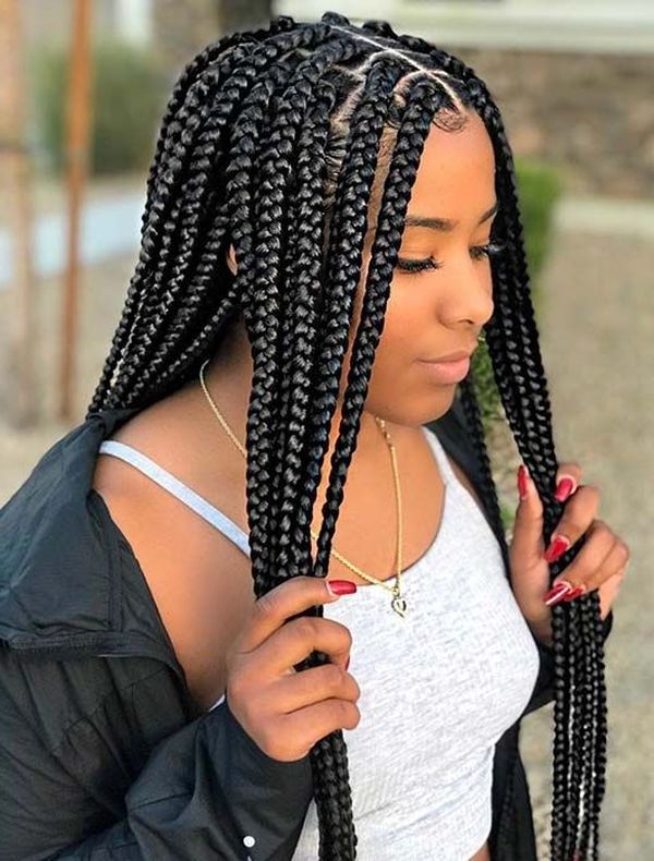 Individual Braids Hairstyle: Collection Of Single Braid Pertaining To Most Recent Medium Sized Braids Hairstyles (View 12 of 25)