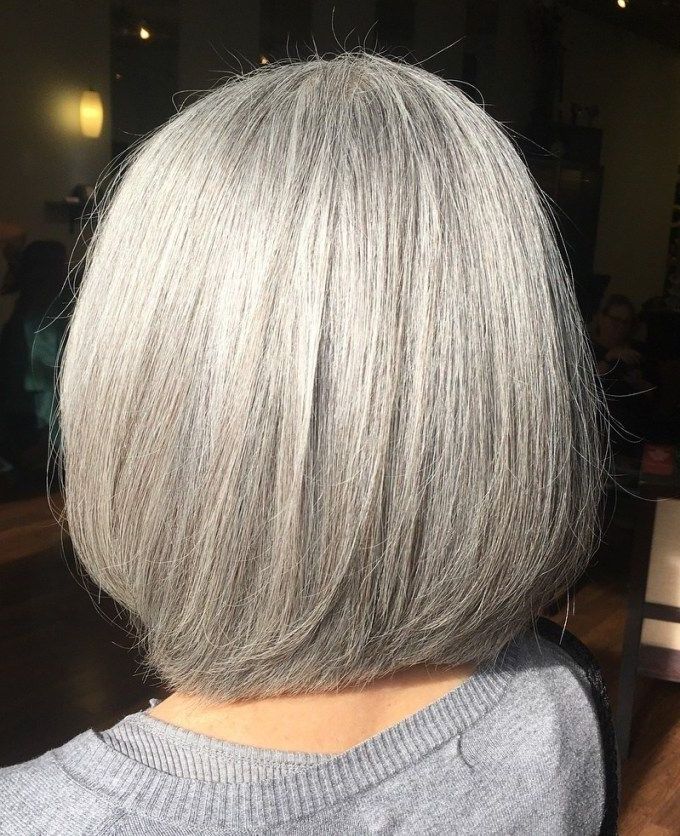 Medium Sleek Rounded Layered Gray Bob | Hair Styles Pertaining To Rounded Sleek Bob Hairstyles With Minimal Layers (Photo 1 of 25)