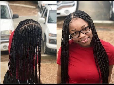 Middle Part Feed In Braids Within Recent Center Part Braid Hairstyles (View 18 of 25)
