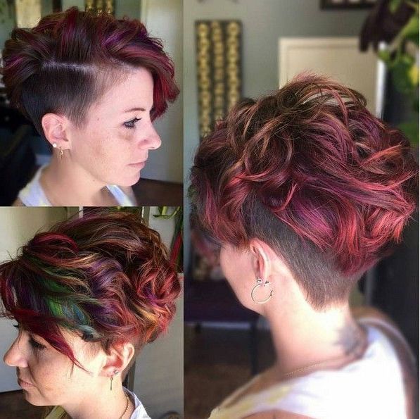 Shaved Haircuts With Short Wavy Hair – Balayaged Short Pertaining To Most Up To Date Wavy Asymmetrical Pixie Haircuts With Pastel Red (View 5 of 26)