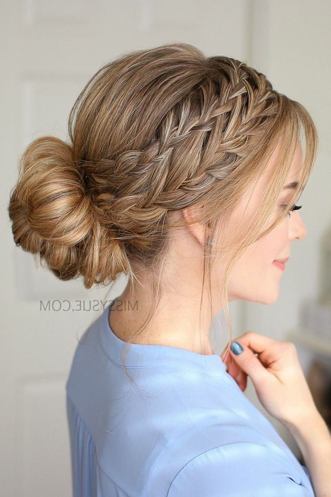 Waterfall French Braid Low Bun | French Braid Hairstyles For Best And Newest Plaited Low Bun Braid Hairstyles (View 3 of 25)