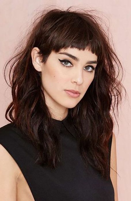 25 Gorgeous Long Hair With Bangs Hairstyles – The Trend Spotter Intended For Most Recent Asymmetrical Copper Feathered Bangs Hairstyles (View 9 of 25)