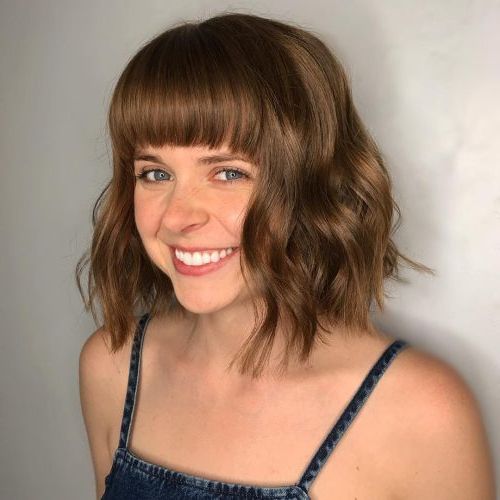 46 Cute Bob Haircuts With Bangs To Copy In 2020 In Most Recently Asymmetrical Copper Feathered Bangs Hairstyles (View 15 of 25)