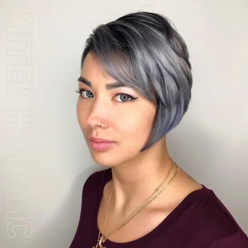 50 Cute Short Bob Haircuts & Hairstyles For Women In 2020 For Latest Elongated Feathered Bangs Hairstyles With Edgy Mob (View 25 of 25)