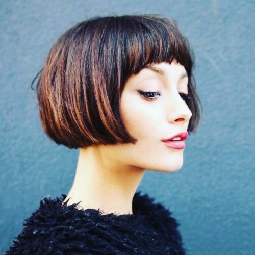 50 Cute Short Bob Haircuts & Hairstyles For Women In 2020 Inside Most Recently Elongated Feathered Bangs Hairstyles With Edgy Mob (View 14 of 25)