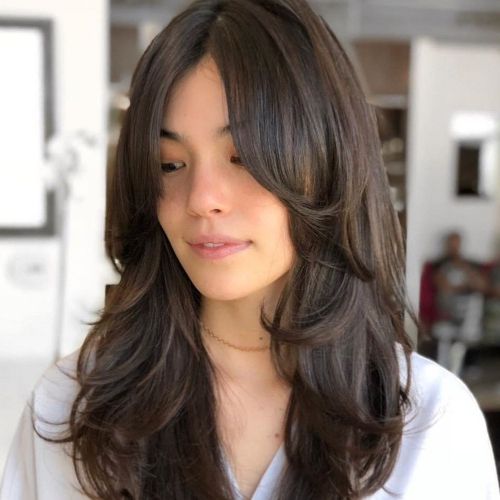 50 Gorgeous Layered Haircuts For Long Hair | Hair Motive In Most Recently Dynamic Layered Feathered Bangs Hairstyles (View 12 of 25)