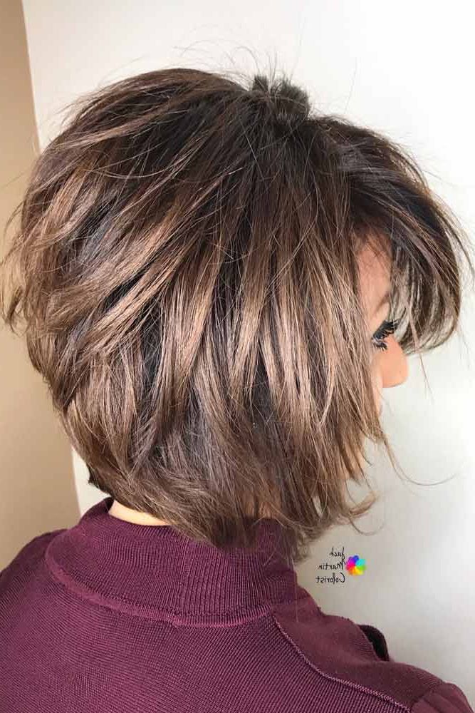 55 Stylish Layered Bob Hairstyles | Lovehairstyles In Most Recent Feathered Bangs Hairstyles With A Textured Bob (View 13 of 25)