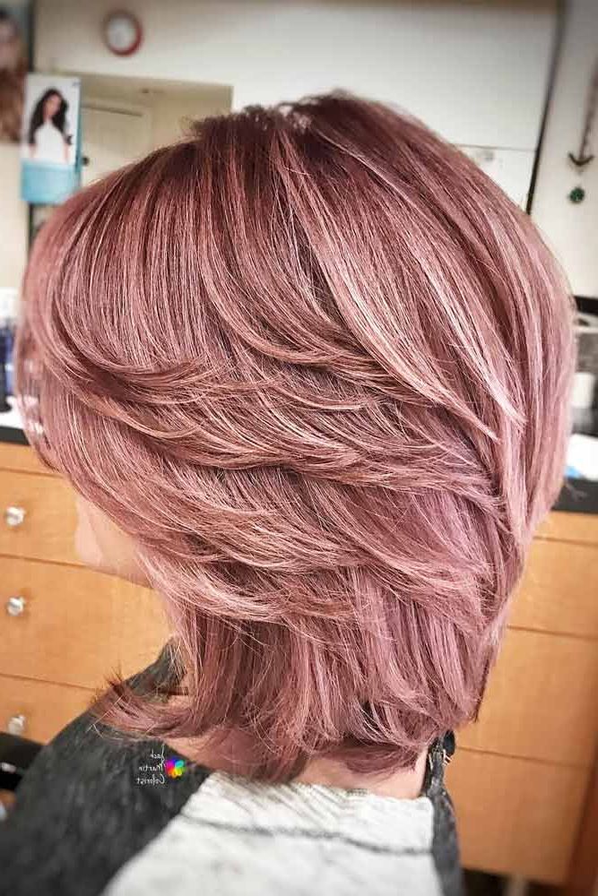 55 Stylish Layered Bob Hairstyles | Lovehairstyles With Regard To Best And Newest Long Feathered Bangs Hairstyles With Inverted Bob (View 23 of 25)