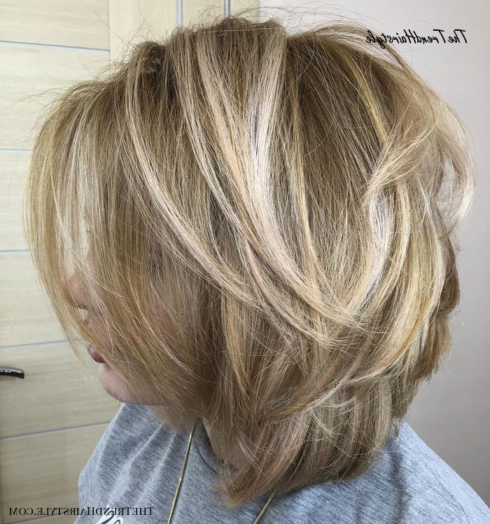Feathered Mid Length Style – 60 Fun And Flattering Medium Regarding Best And Newest Feathered Bangs Hairstyles With Bright Highlights (View 12 of 25)