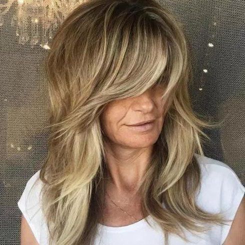 Layers With Side Swept Fringe For Women Over 50 | Layered Within Most Recently Classy Feathered Bangs Hairstyles (View 4 of 25)