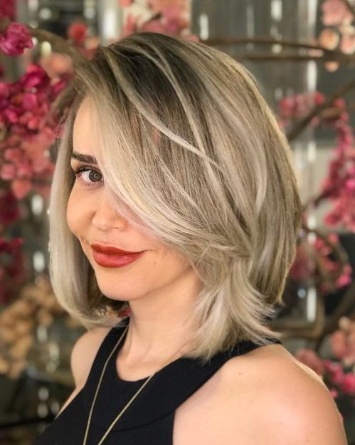 Peek A Boo Lob With Long Feathered Bangs In 2020 | Long Bob Pertaining To Latest Long Feathered Bangs Hairstyles With Inverted Bob (View 1 of 25)