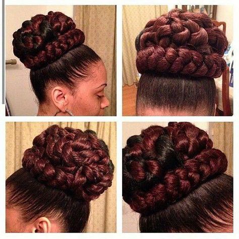 Beautiful Faux Bun Using Kanekalon Braiding Hair! Love The For Newest Braided Beautiful Updo Hairstyles (View 6 of 25)