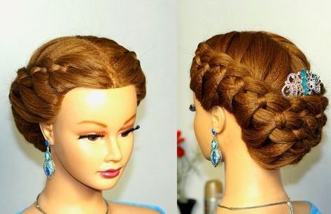Braided Updo, Hairstyle For Medium Long Hair With 4 Strand Regarding Latest Four Strand Braid Hairstyles (View 13 of 25)