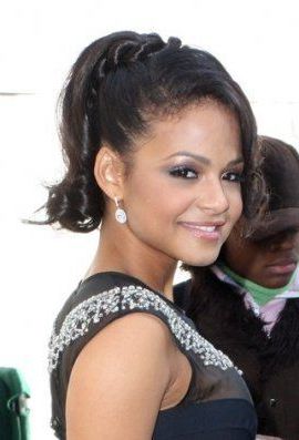 Christina Milian Braided Ponytail Updo Hairstyle | Black With Regard To Newest Braided Beautiful Updo Hairstyles (View 25 of 25)