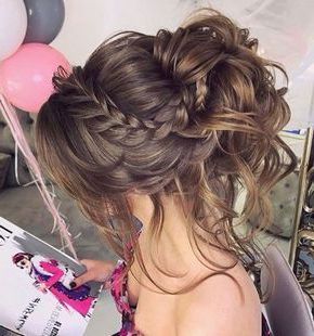 Crown Braided With Messy Updo Hairstyle Inspiration # With Regard To Most Popular Messy Elegant Braid Hairstyles (Photo 5 of 25)