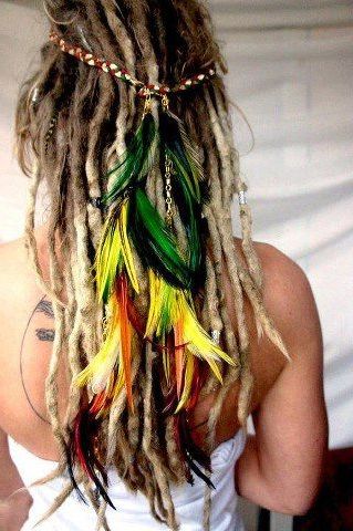 Dreadlocks. Feathers! #dreadstop | Hippie Hair, Feathered Pertaining To Most Up To Date Hippie Braid Headband Hairstyles (Photo 4 of 25)
