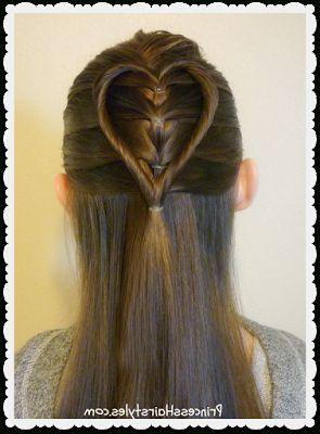 Elastic Braid Twist Heart Hairstyle Tutorial For Valentine For Recent Heart Braids Hairstyles (View 17 of 25)