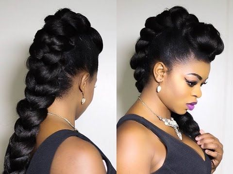 Faux Braided Mohawk On Natural Hair!!!!!! – Youtube (with Inside Most Current Braid Tied Updo Hairstyles (View 15 of 25)