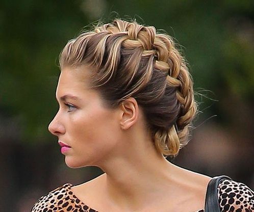 Jessica Hart French Braided Updo – Wedding, Formal In Most Recently Bridal Crown Braid Hairstyles (View 13 of 25)