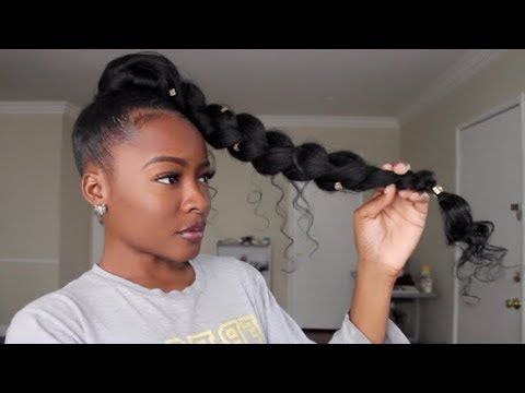 Jumbo Braid Goddess Ponytail | Natural Hair [video Regarding 2020 Chic Black Braided High Ponytail Hairstyles (View 9 of 25)