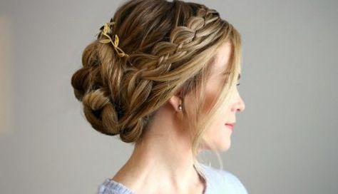 Looped Braid Updo | Four Strand Braids, Hair Styles Within Most Current Four Strand Braid Hairstyles (View 9 of 25)