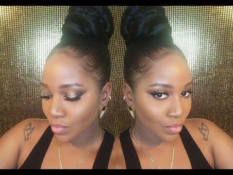 Super Easy Protective Style | High Bun On Short Natural For Most Recent Chic Black Braided High Ponytail Hairstyles (Photo 11 of 25)