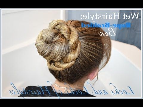 Wet Hairstyles: Rope Braid Bun – Youtube For Latest Reverse Braided Buns Hairstyles (View 17 of 25)