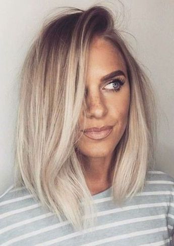 30+ Straight Medium Length Hairstyles For Women To Look Inside Ash Blonde Balayage For Short Stacked Bob Hairstyles (Photo 22 of 25)