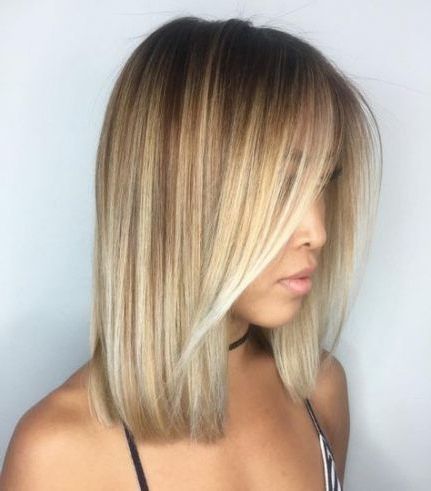 35+ Trendy Haircut Straight Blunt Blonde Bobs | Balayage Throughout Long Pixie Hairstyles With Dramatic Blonde Balayage (View 10 of 25)