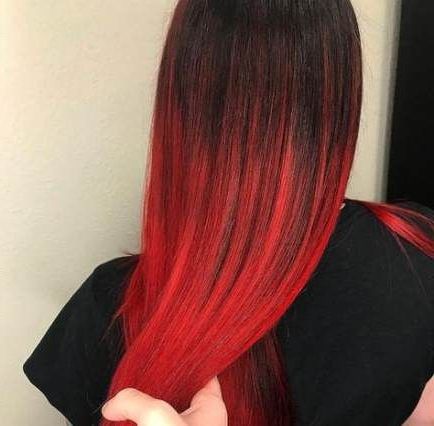 53 Ideas Hair Red Bright Ombre Dark | Red Hair Dark Roots Throughout Bright Red Balayage On Short Hairstyles (View 5 of 25)