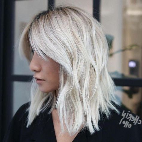 60 Inspiring Long Bob Hairstyles And Haircuts | Long Bob Throughout 2018 Platinum Blonde Pixie Hairstyles With Long Bangs (View 11 of 25)