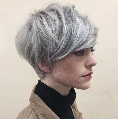 Chopped And Tapered Silver Pixie In 2020 | Long Pixie Inside 2018 Tapered Pixie Hairstyles With Extreme Undercut (View 15 of 25)