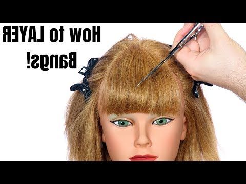 How To Layer Bangs – Thesalonguy – Youtube | Hair Tips Regarding Full Fringe And Face Framing Layers Hairstyles (Photo 21 of 25)