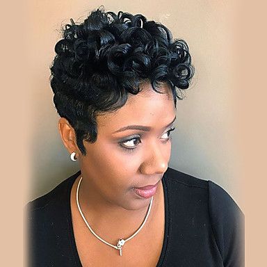 Human Hair Capless Wigs Human Hair Afro / Jerry Curl Pixie Intended For Latest Curly Pixie Hairstyles With Segmented Undercut (View 2 of 25)