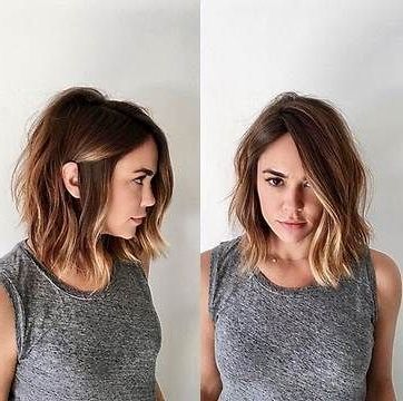 Image Result For Messy Lob Haircuts For Fine Thin Hair Within Caramel Blonde Balayage On Inverted Lob Hairstyles (Photo 22 of 25)
