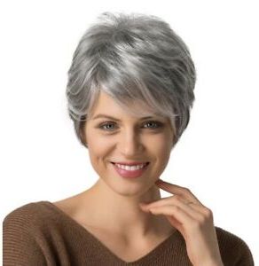 New Emmor Short Pixie Cut Grey Blend Human Hair Wigs Women Inside Most Popular Gray Short Pixie Cuts (View 8 of 25)