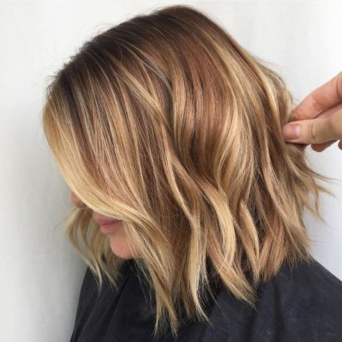 Featured Photo of 25 Best Ideas Caramel Blonde Balayage on Inverted Lob Hairstyles