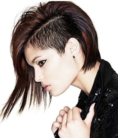 Punkish Women Hairstyle With Very Long On One Side And Within Most Current Shaved Sides Pixie Hairstyles (View 7 of 25)