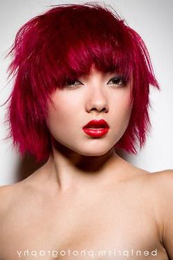 Short Cherry Red Hair X | Short Hair Color, Bright Red In Bright Red Balayage On Short Hairstyles (Photo 25 of 25)