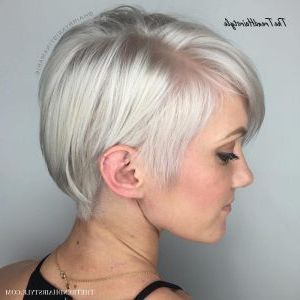 Sleek Metallic White Pixie Bob – 100 Mind Blowing Short With Current Pixie Hairstyles With Sleek Undercut (View 10 of 25)