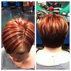 Womens Short Hair Cut With Red And Blond Highlights Pertaining To Most Popular Short Hairstyles With Blue Highlights And Undercut (View 2 of 25)