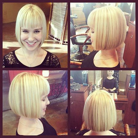 15 Graduated Bob Hairstyles With Fringe | Bob Hairstyles Throughout Soft Waves And Blunt Bangs Hairstyles (View 21 of 25)