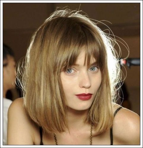 19 Best Long Bob Hairstyles With Bangs Images On Pinterest In Cute French Bob Hairstyles With Baby Bangs (View 16 of 25)