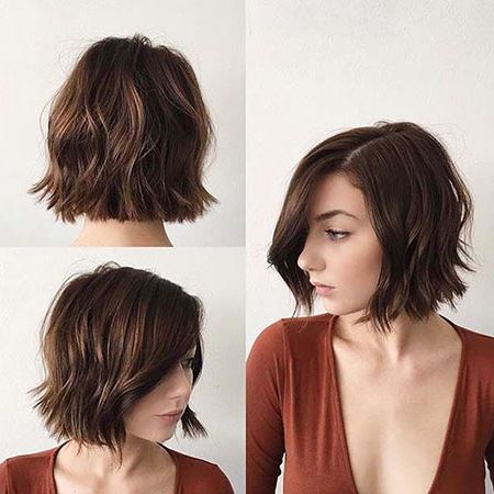 20+ Brunette Bob Haircuts 2017 | Bob Hairstyles 2018 Within Wavy Hairstyles With Short Blunt Bangs (View 16 of 25)