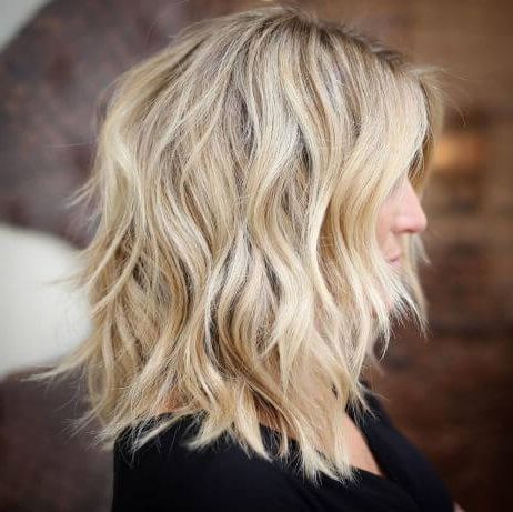 30 Best Curly Hairstyles For Medium Hair – Belletag Inside Wavy Textured Haircuts With Long See Through Bangs (Photo 24 of 25)