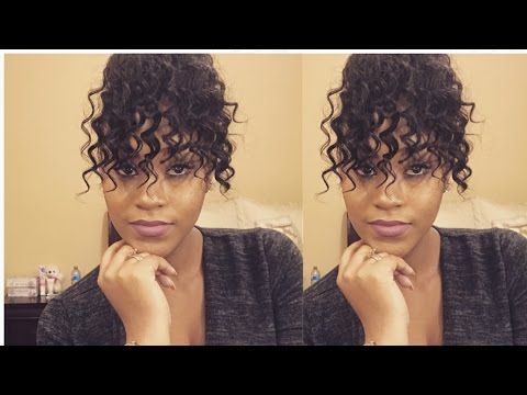 Curly Faux Bun With Bangs|natural Hair|short/awkward Stage Pertaining To Naturally Wavy Hairstyles With Bangs (Photo 16 of 25)